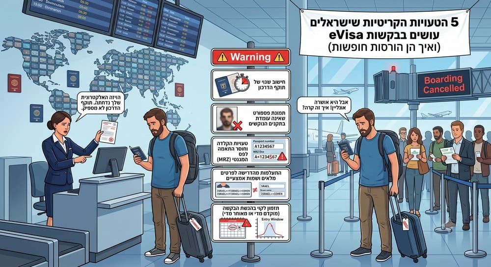 5 הטעויות הקריטיות שישראלים עושים בבקשות eVisa (ואיך הן הורסות חופשות)